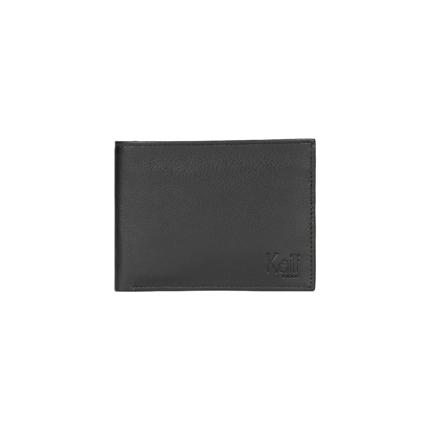 K11403AB | Men's wallet in genuine full-grain leather with a light grain. Black. Coin pocket. Closed dimensions: 12.5 x 9.3 x 1 cm. Packaging: Rigid gift box with bottom/lid